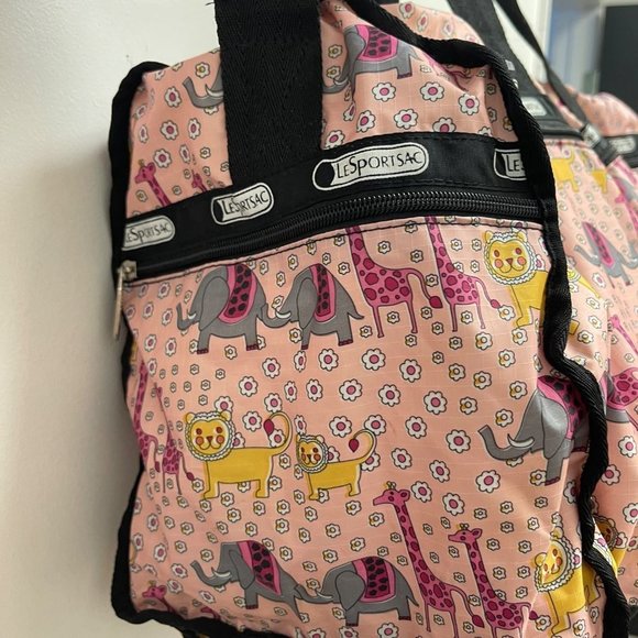 LeSportsac Pink Animal Noah's Ark Print Duffle Bag - Picture 6 of 9